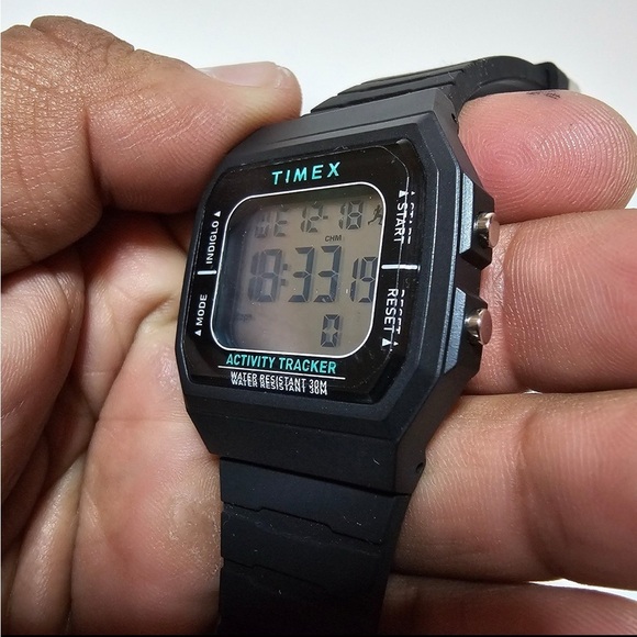 Timex TW5M55600 Step/Activity Tracker Indiglo Chronograph Black Resin Strap Work - Picture 4 of 7